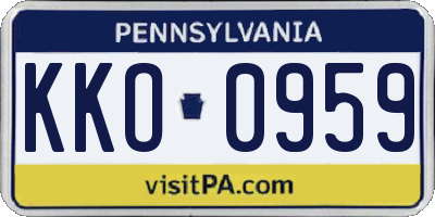 PA license plate KKO0959