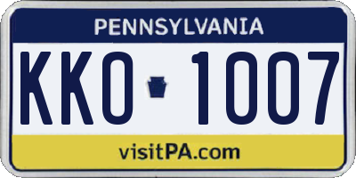 PA license plate KKO1007
