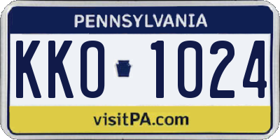 PA license plate KKO1024