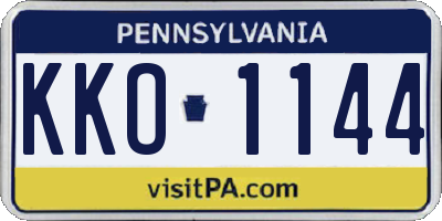 PA license plate KKO1144