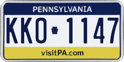 PA license plate KKO1147