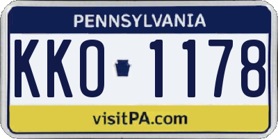 PA license plate KKO1178