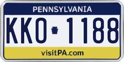 PA license plate KKO1188
