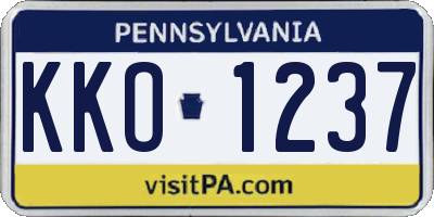 PA license plate KKO1237