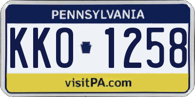 PA license plate KKO1258