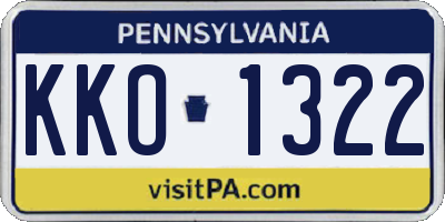PA license plate KKO1322