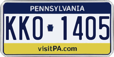 PA license plate KKO1405