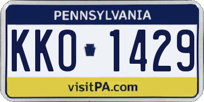PA license plate KKO1429