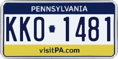 PA license plate KKO1481