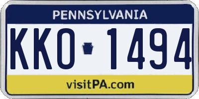 PA license plate KKO1494