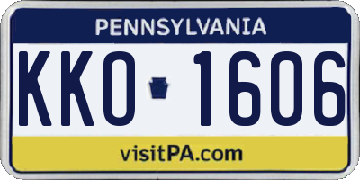PA license plate KKO1606