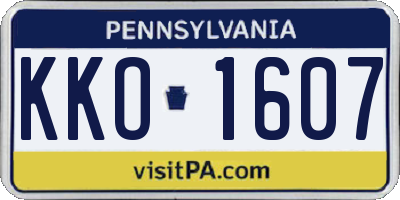 PA license plate KKO1607
