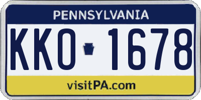 PA license plate KKO1678