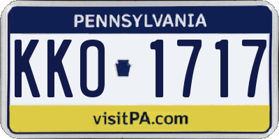 PA license plate KKO1717