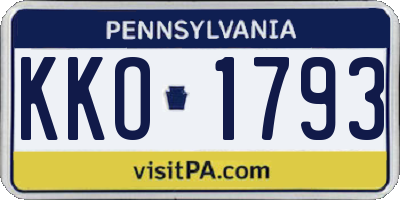 PA license plate KKO1793