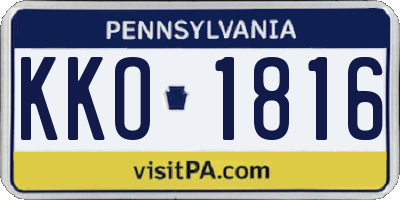 PA license plate KKO1816