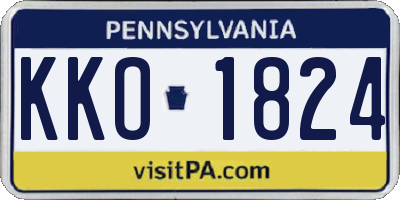 PA license plate KKO1824