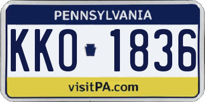 PA license plate KKO1836