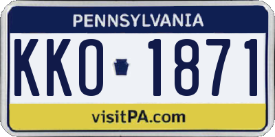 PA license plate KKO1871