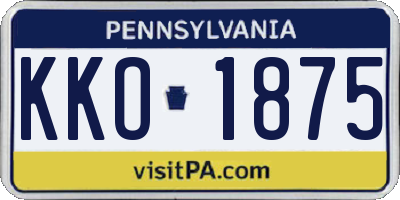 PA license plate KKO1875