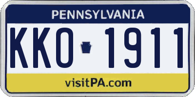 PA license plate KKO1911
