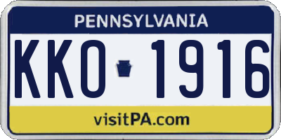 PA license plate KKO1916
