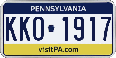 PA license plate KKO1917