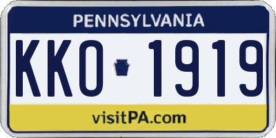PA license plate KKO1919