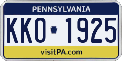 PA license plate KKO1925