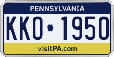 PA license plate KKO1950