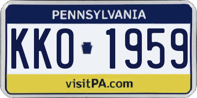 PA license plate KKO1959