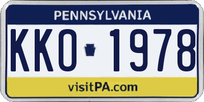 PA license plate KKO1978