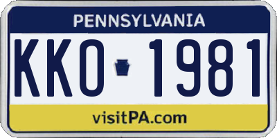 PA license plate KKO1981