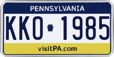 PA license plate KKO1985