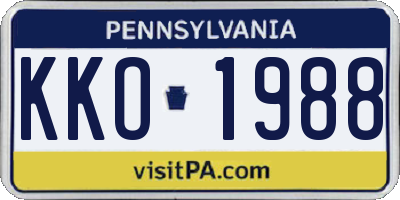 PA license plate KKO1988