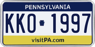 PA license plate KKO1997