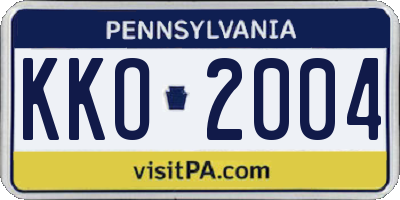 PA license plate KKO2004