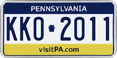 PA license plate KKO2011