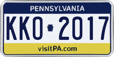 PA license plate KKO2017