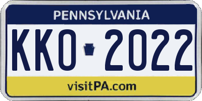 PA license plate KKO2022