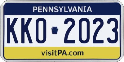 PA license plate KKO2023