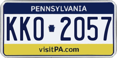 PA license plate KKO2057
