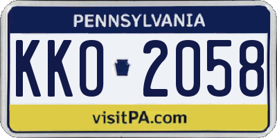 PA license plate KKO2058