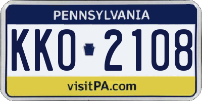 PA license plate KKO2108