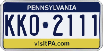 PA license plate KKO2111