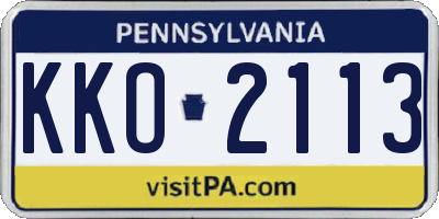 PA license plate KKO2113