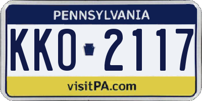 PA license plate KKO2117