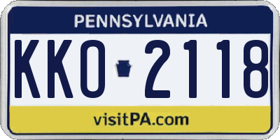 PA license plate KKO2118