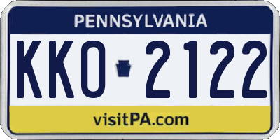 PA license plate KKO2122