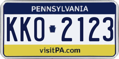 PA license plate KKO2123